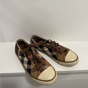 Burberry Checkered Sneakers - Brown and Cream